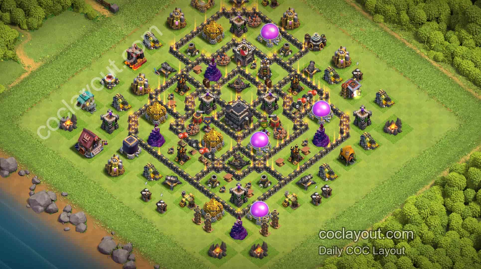 Strong TH9 Centralized Town Hall War Base Layout | Core Anti-3-Star Defense & War Base Link - Home Village TH9 Base Image Strong TH9 Centralized Town Hall War Base Layout | Core Anti-3-Star Defense & War Base Link - Home Village TH9 Base Image