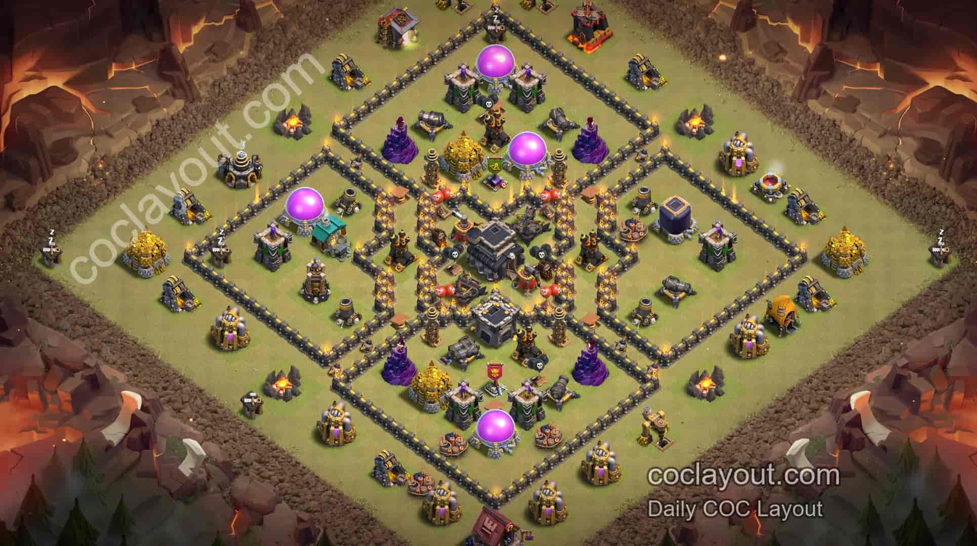 Top TH9 Clan War Four-Compartment Base Layouts | COC War Base Showcase - Home Village TH9 Base Image Top TH9 Clan War Four-Compartment Base Layouts | COC War Base Showcase - Home Village TH9 Base Image