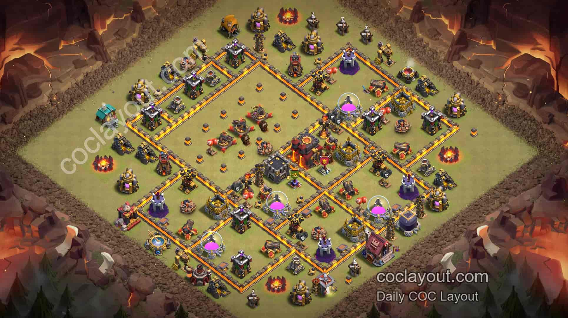 Best TH10 Clan War Symmetrical Grid Base | High-Forgiveness Anti-3-Star COC War Base - Home Village TH10 Base Image Best TH10 Clan War Symmetrical Grid Base | High-Forgiveness Anti-3-Star COC War Base - Home Village TH10 Base Image