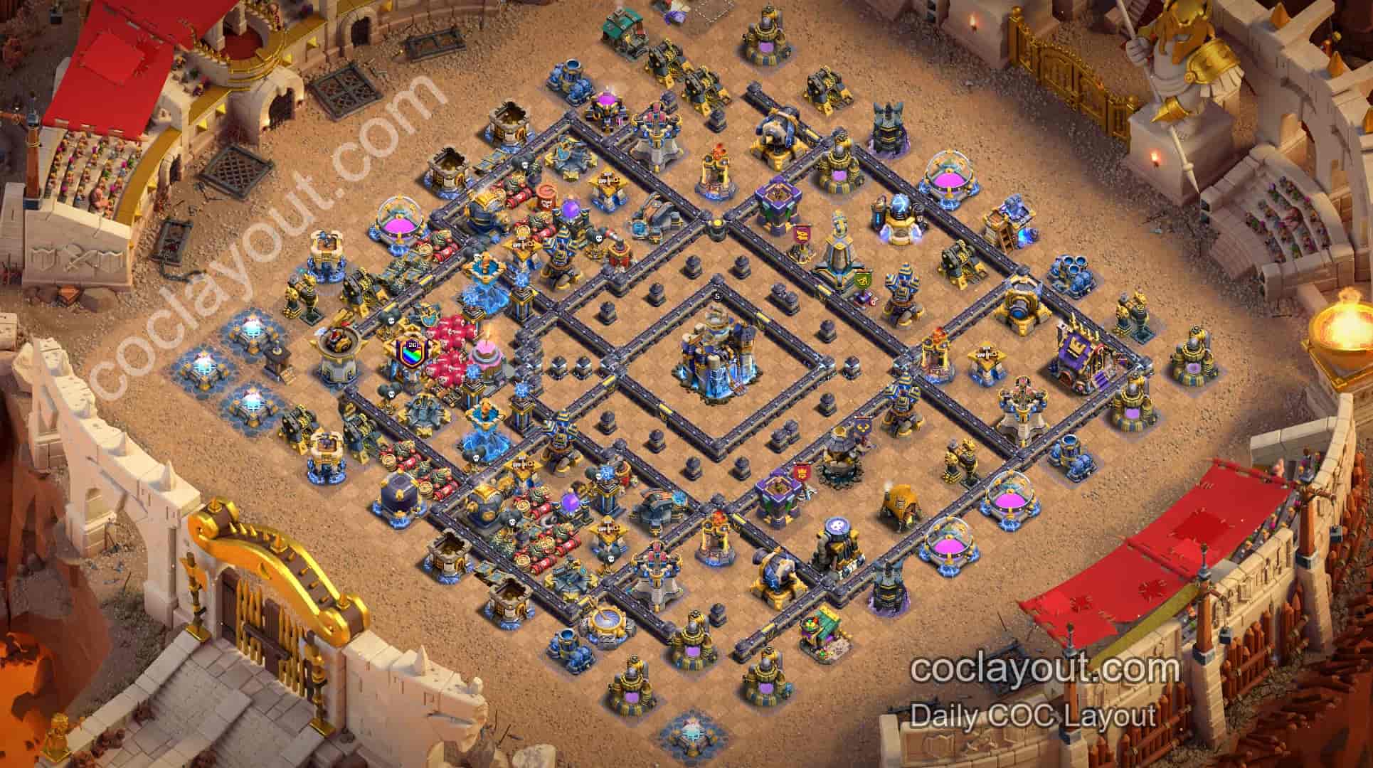 Best TH18 Clan War Pathing Base | Double Rage Spell Tower Core Defense - Home Village TH18 Base Image Best TH18 Clan War Pathing Base | Double Rage Spell Tower Core Defense - Home Village TH18 Base Image