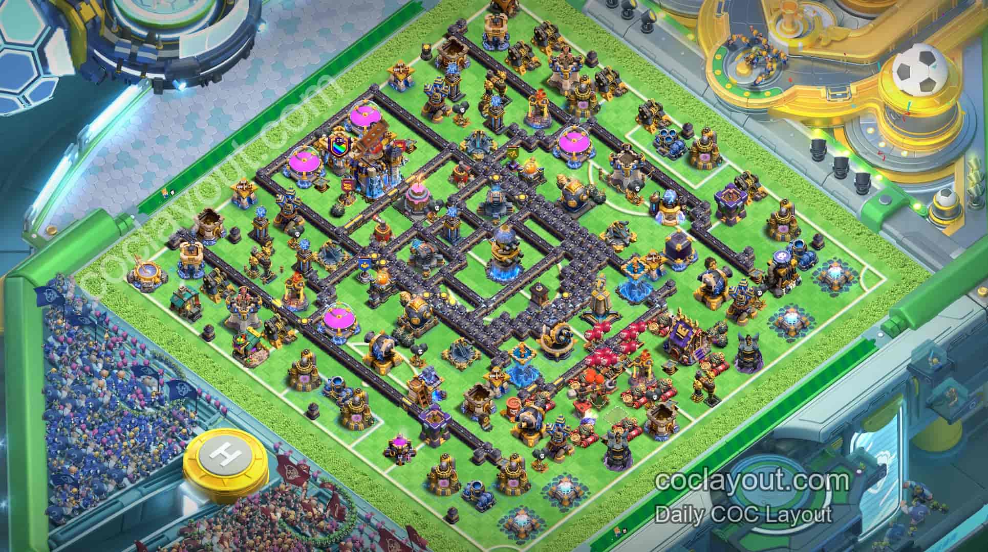 Strong TH18 War Offset Town Hall Base: Double Poison Spell Towers + Logger Make 3-Stars Even Harder - Home Village TH18 Base Image Strong TH18 War Offset Town Hall Base: Double Poison Spell Towers + Logger Make 3-Stars Even Harder - Home Village TH18 Base Image